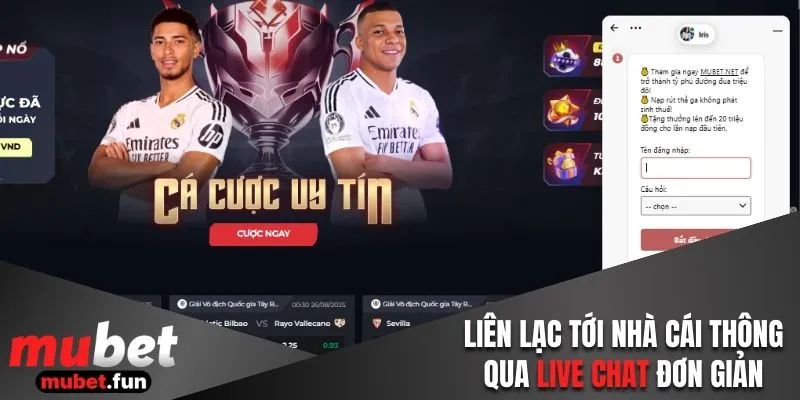 Liên lạc tới nhà cái thông qua live chat đơn giản